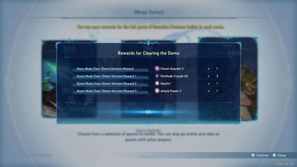 Granblue Fantasy Relink Demo Rewards