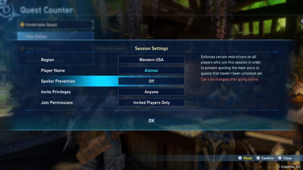 Granblue Fantasy Relink Multiplayer Session Setting