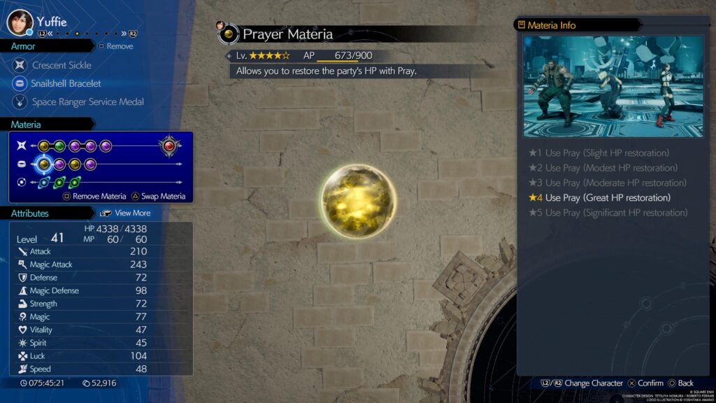 Final Fantasy VII Rebirth Best Materia Prayer Materia