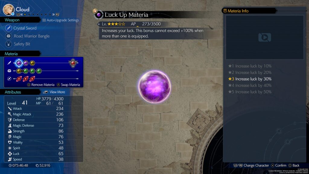 Final Fantasy VII Rebirth Luck Up Materia