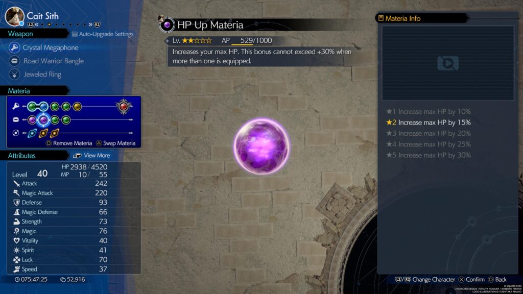 Final Fantasy VII Rebirth HP Up Materia