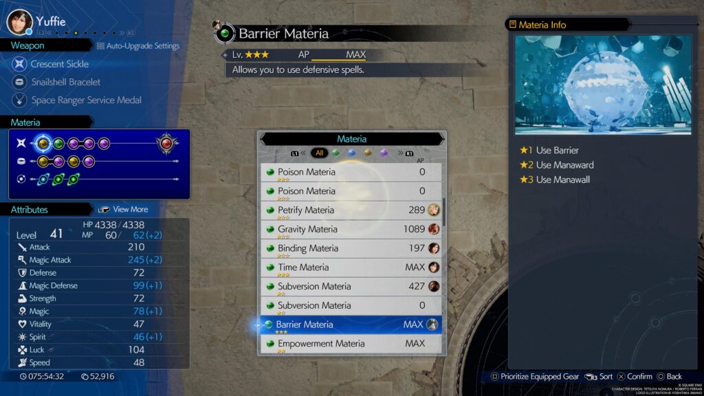 Final Fantasy VII Rebirth Barrier Materia